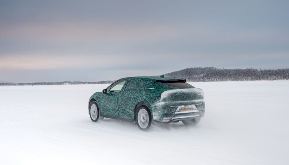Jaguar I-Pace under vintertesting i Arjeplog