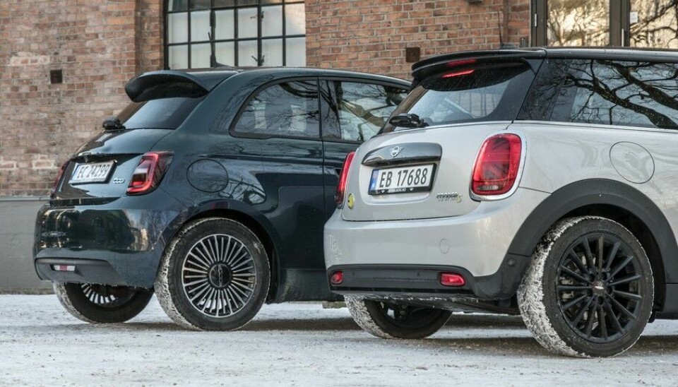 Fiat 500 EV og Mini Cooper S E