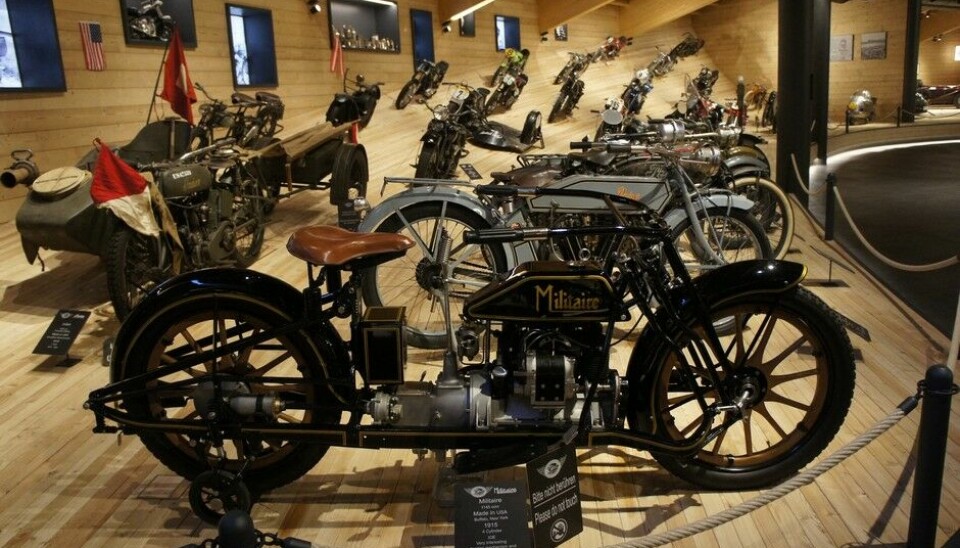 Top Mountain Motorcycle MuseumMilitaire. Amerikansk eksperiment 1915. 1,1-liters firer, navsenterstyring. Kuriøs.Foto: Jon Winding-Sørensen