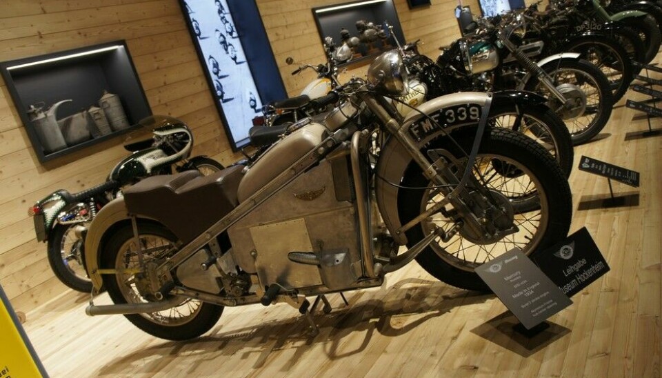 Top Mountain Motorcycle MuseumPrototype, engelsk Mercury, 1934. Selvbærende aluminiumsramme og navsenter-styring.Foto: Jon Winding-Sørensen