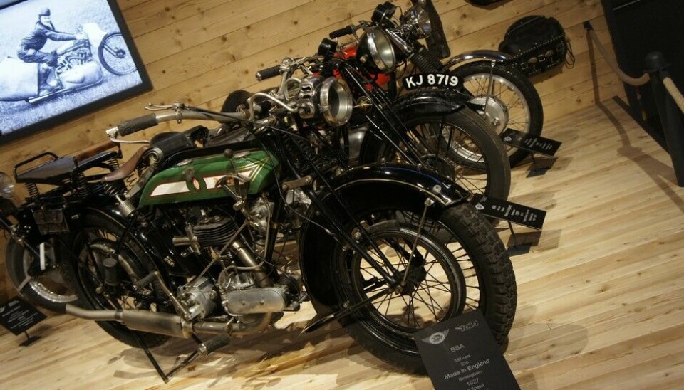 Top Mountain Motorcycle MuseumSkikkelig Vintage. BSA-er. Den nærmeste er fra 1927.Foto: Jon Winding-Sørensen