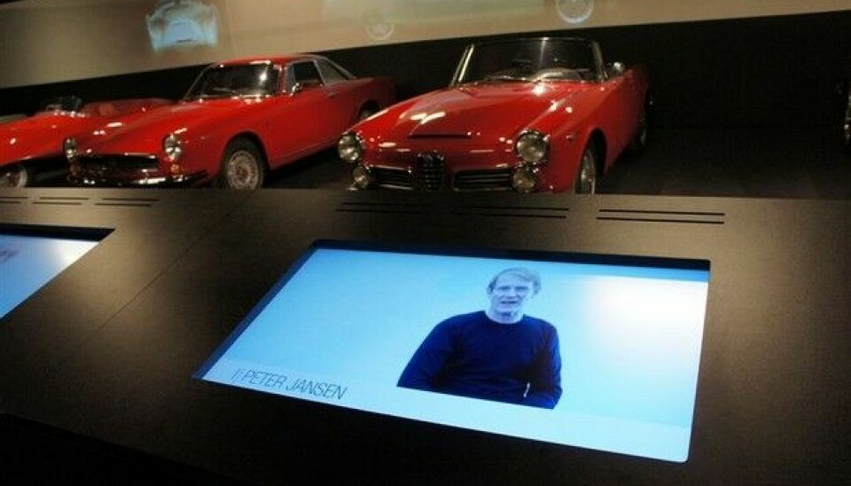 Bilmuseet i TorinoI de interaktive avdelingene kan vi møte designere som snakker om det de har skapt.Foto: Jon Winding-Sørensen