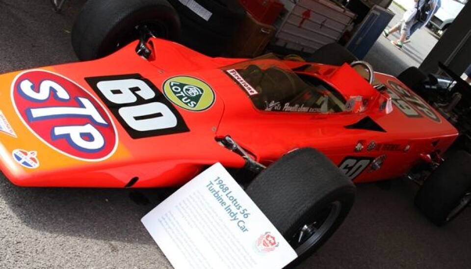 Goodwood Festival of SpeedLotus 56 - en fantastisk bil med turbinmotor som aldri vant noe Indy Car-løp.Foto: Stein Pettersen