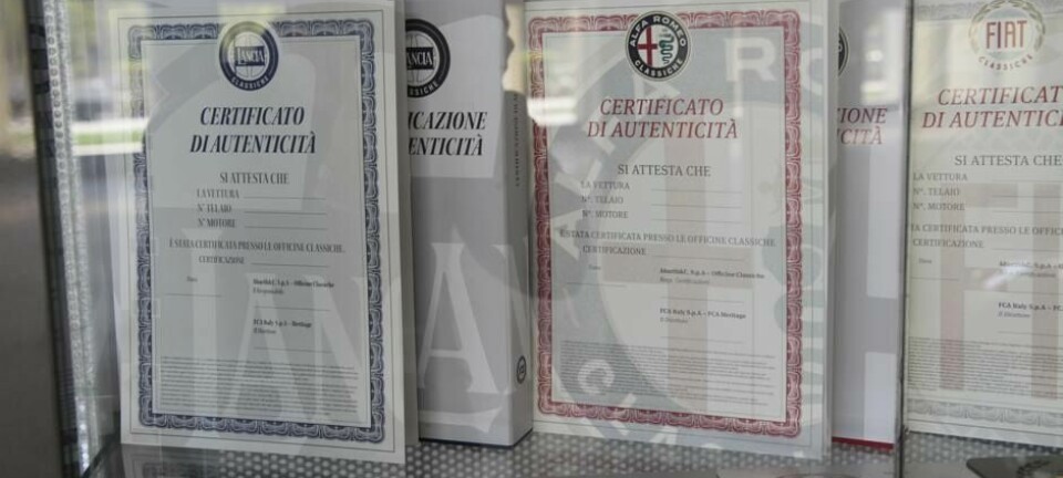 Gjennom FCA Heritage kan du få kjøpe sertifikater som dokumenterer din bils autentisitet. Foto: Brede Høgseth Wardrum