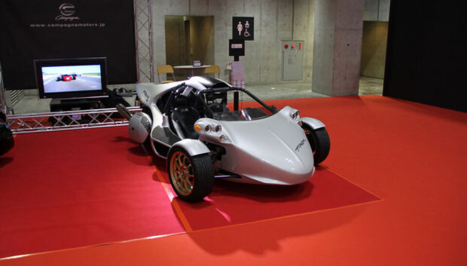 Tokyo Motor Show 2011Campagna T-Rex er kanadisk og en tosetes trehjuling med en 1,4-liters firesylindret motor Tokyo Motor Show 2011Campagna T-Rex er kanadisk og en tosetes trehjuling med en 1,4-liters firesylindret motor