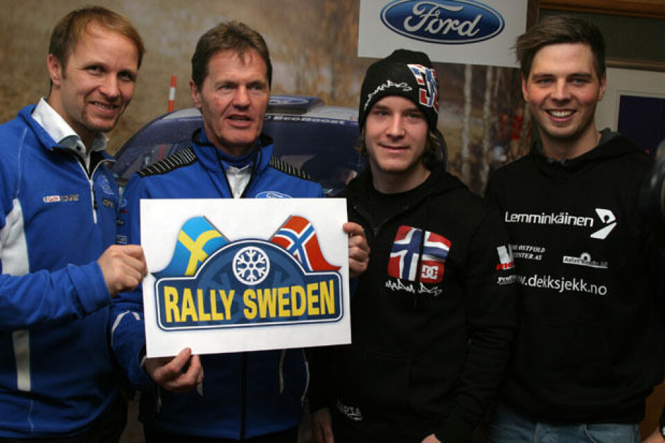 Klare for svensk-norsk VM-runde: (fra venstre) Petter Solberg, Malcolm Wilson, Mads Østberg og Eyvind Brynildsen: