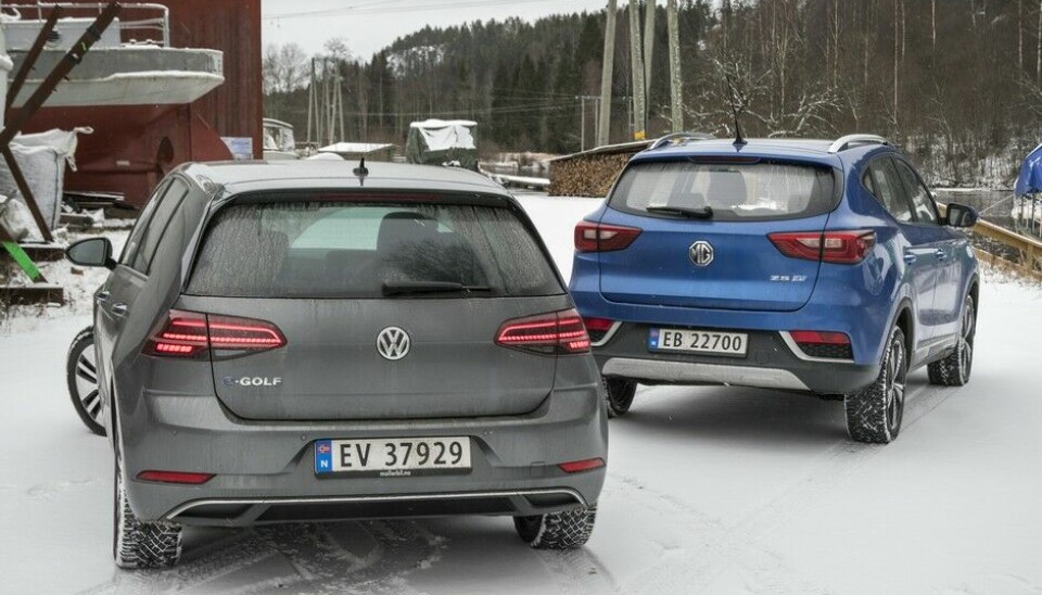 MG ZS EV og VW e-Golf