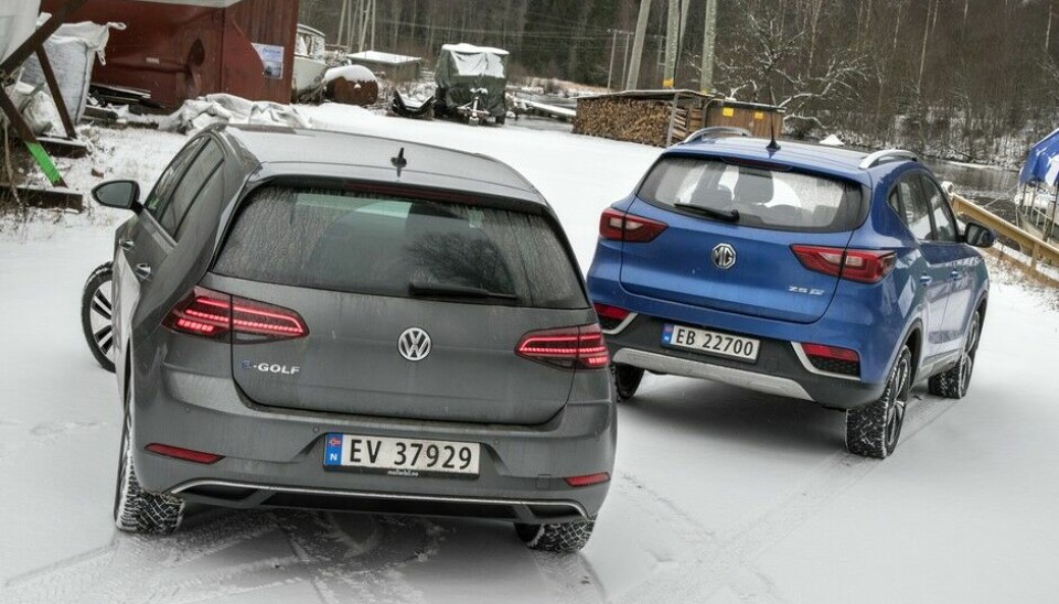 MG ZS EV og VW e-Golf