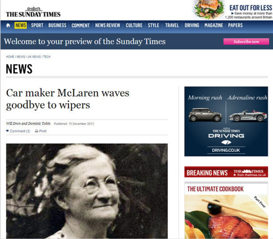 Faksimile fra Sunday Times: