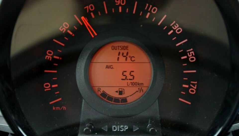 Toyota AygoAYGO: 0,55 liter per mil er høyt for en såpass liten og lett bil. (Foto: Øivind Skar)