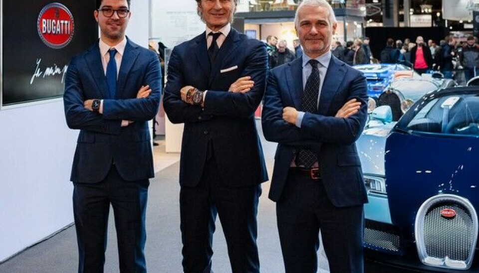 Bugatti på Retromobile 2020Luigi Galli, Stephan Winkelmann og Christian Mastro (styremeldem)