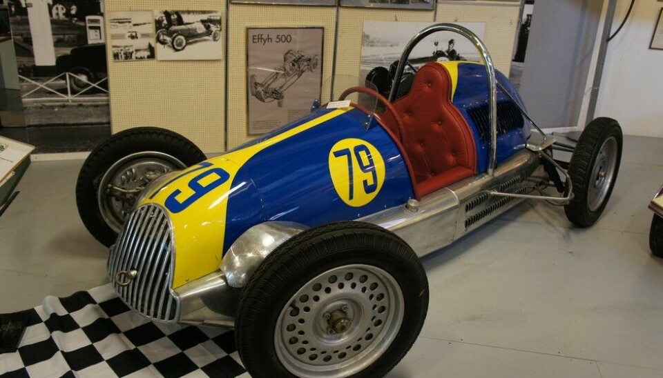 Arvika FordonsmuseumEffyh 500 var en ekte svensk Formel III racer fra 1947-1952. Dette kan være en bil som gikk i Norge ganske lenge. 1-sylindret JAP motor, 500 ccm og 42 hk. Foto: Jon Winding-Sørensen