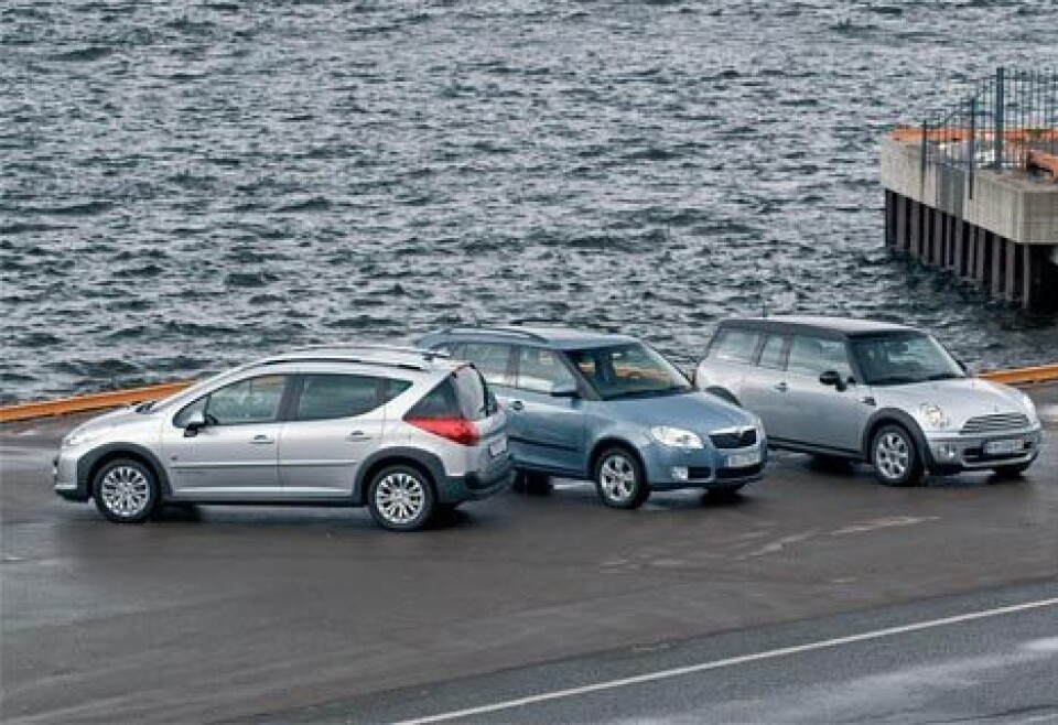 Mini Clubman, Skoda Fabia og Peugeot 207 SW Mini Clubman, Skoda Fabia og Peugeot 207 SW