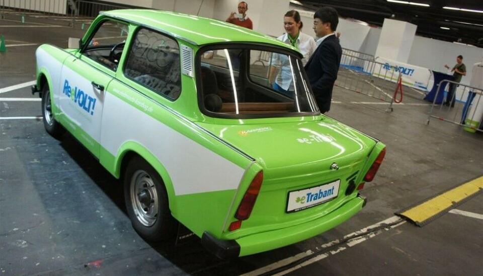 Automechanika 2014Men kanskje ikke så dumt å bytte ut 2-takts promperen i en Trabant med noe som går både bedre og renere. Foto: Jon Winding-Sørensen