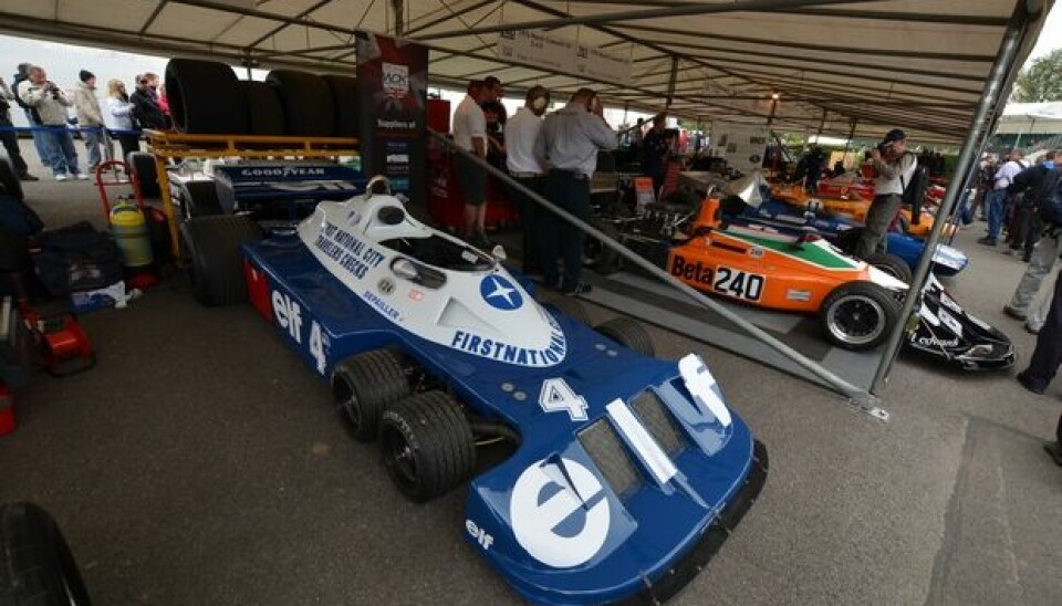 Goodwood Festival of Speed 2012Klassikeren Tyrrell P34, med fire hjul foran.