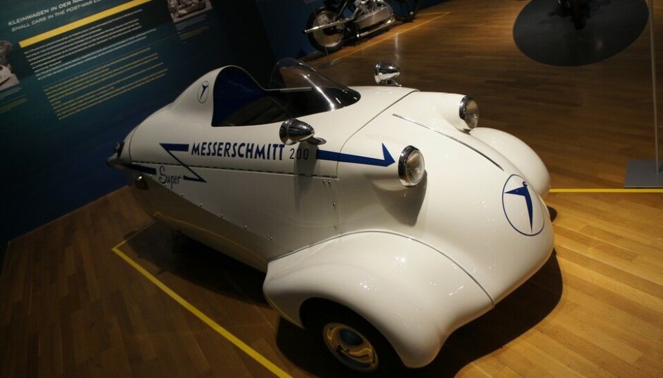 Zeppelin MuseumMesserschmitt kledde også opp trehjulingen sin som enseters strømlinjebil, og satte 22 klasse-rekorder, blant annet 24 timer med 103 km/t. (Foto: Jon Winding-Sørensen) Zeppelin MuseumMesserschmitt kledde også opp trehjulingen sin som enseters strømlinjebil, og satte 22 klasse-rekorder, blant annet 24 timer med 103 km/t. (Foto: Jon Winding-Sørensen)