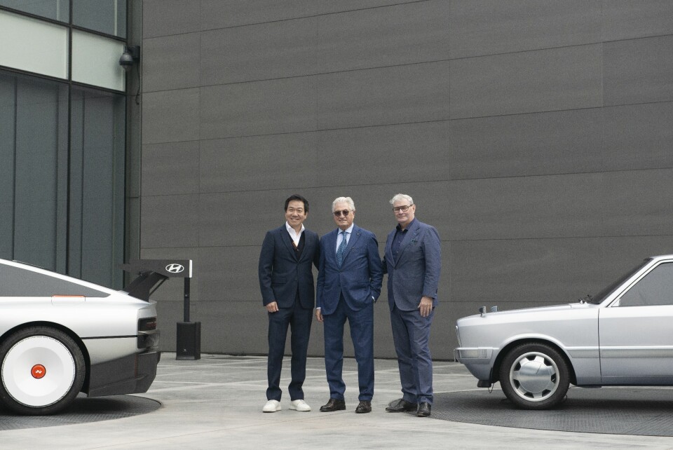 Fra venstre: SangYup Lee, Giorgetto Giugiaro og Luc Donckerwolke ved HMG Namyang R&D Center