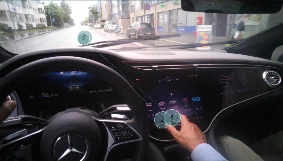 Eye-tracking viser hvor føreren fokuserer med blikket under kjøring.