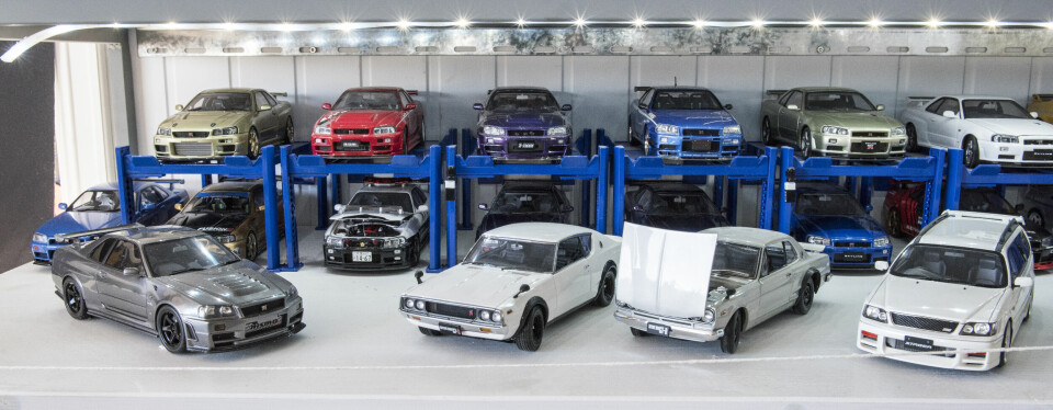 Elementer fra den store Nissan Skyline modellbilsamlingen. (Foto: Øivind Skar)