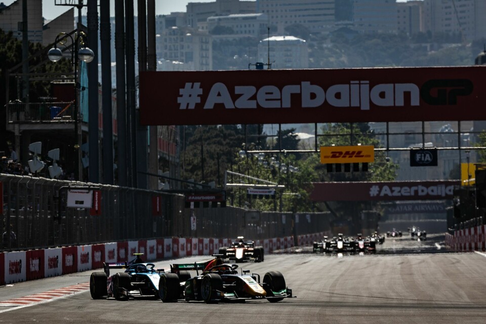 Dennis Hauger #1 MP Motorsport, during Round four of the FIA Formula 2 Championship at Baku City Circuit, on April 27-30 2023, Azerbaijan. // Dutch Photo Agency / Red Bull Content Pool // SI202304291111 // Usage for editorial use only //