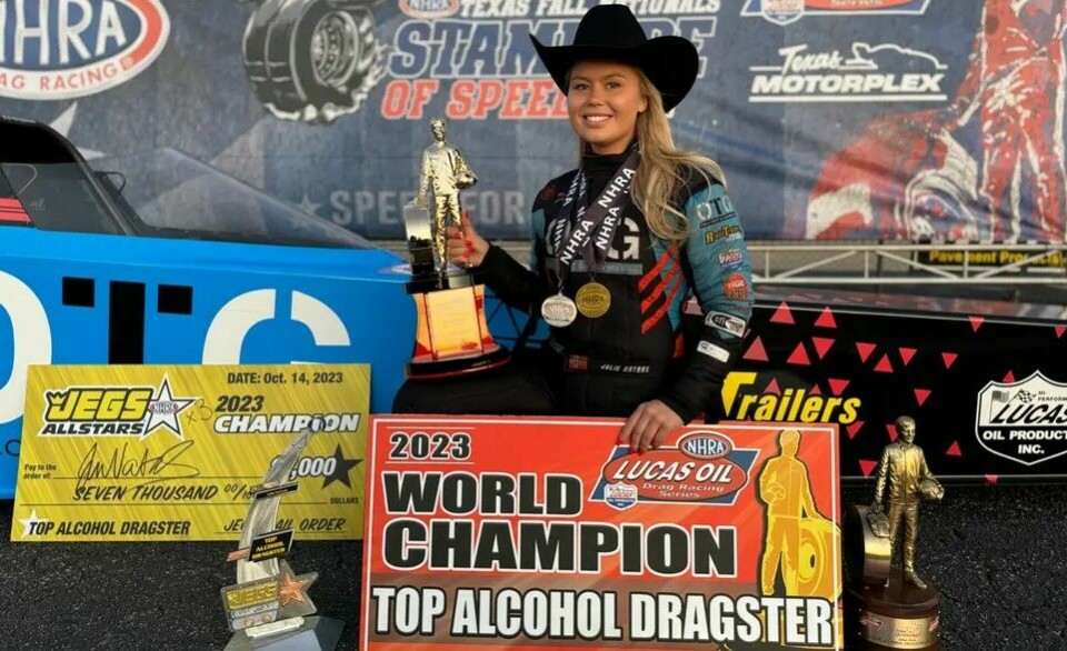 Julie Nataas er verdensmester i klassen Top Alcohol Dragster