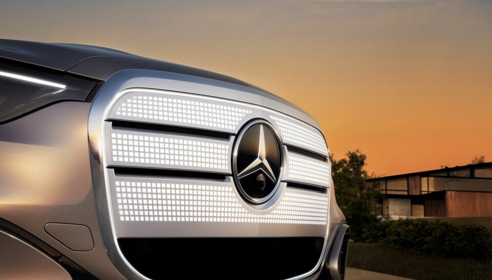 Den klassiske radiator-grillen introduseres på den helt nye el-SUVen GLC, og skal markere ny design retning for kommende elbiler fra Mercedes-Benz.