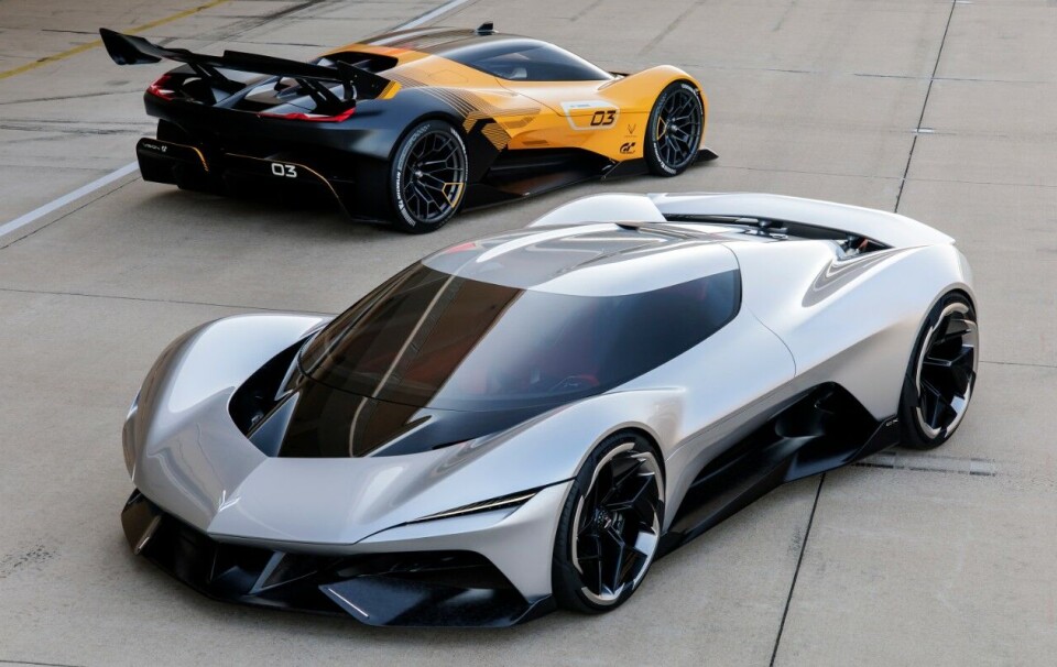 GM fortsetter å sende ut Corvette konsepter. CX og CX.R Vision Gran Turismo (med spoiler).