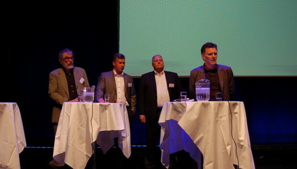 Ådne Kverneland, Knut Arne Sæta, Petter Smebye og Bjørn Skogstad under paneldebatten på første dag under Servicemarked12.