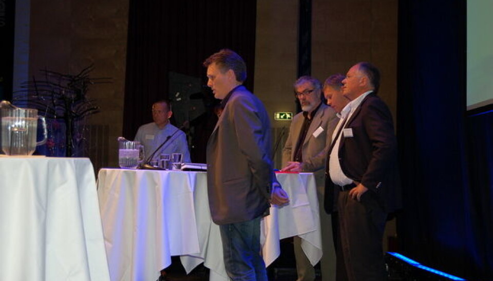 Paneldeltakerne sett fra innleder John Fiskviks posisjon Paneldeltakerne sett fra innleder John Fiskviks posisjon