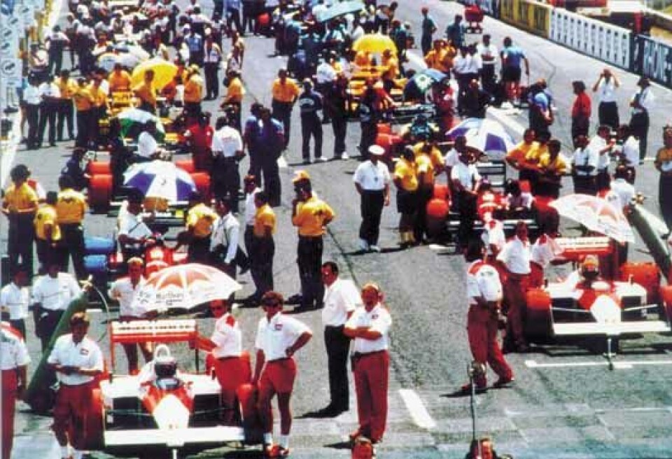 Le Castellet 1988 med 2 McLaren og 2 Ferrari i front