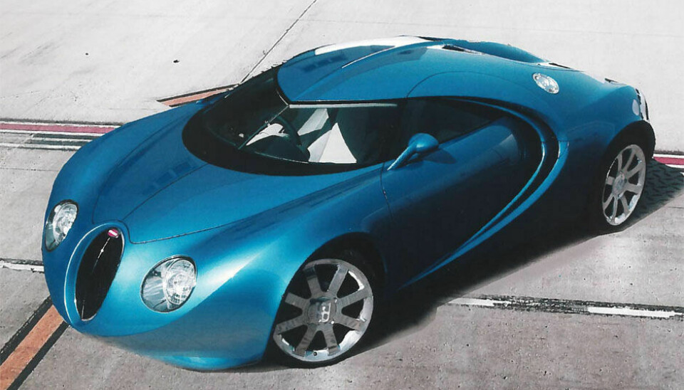Bugatti VeyronDet ble bygget en rekke forslag til Veyron-form før produksjonen kom i gang. Dette har du ikke sett før. Utformet av Walter de Silva, som i dag er designsjef for hele VW-Gruppen.