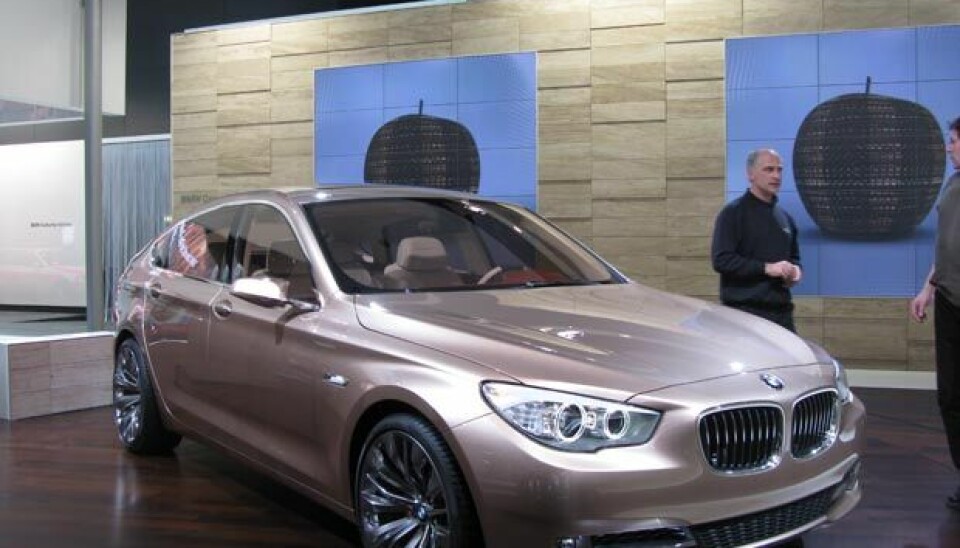BMW PASDette er første gang vi har sett BMWs Gran Turismo i virkeligheten. Den ser fantastisk ut. Vil Volvos S60 se like bra ut? Det skal vi kunne fortelle i morgen. Foto: Jon Winding-Sørensen