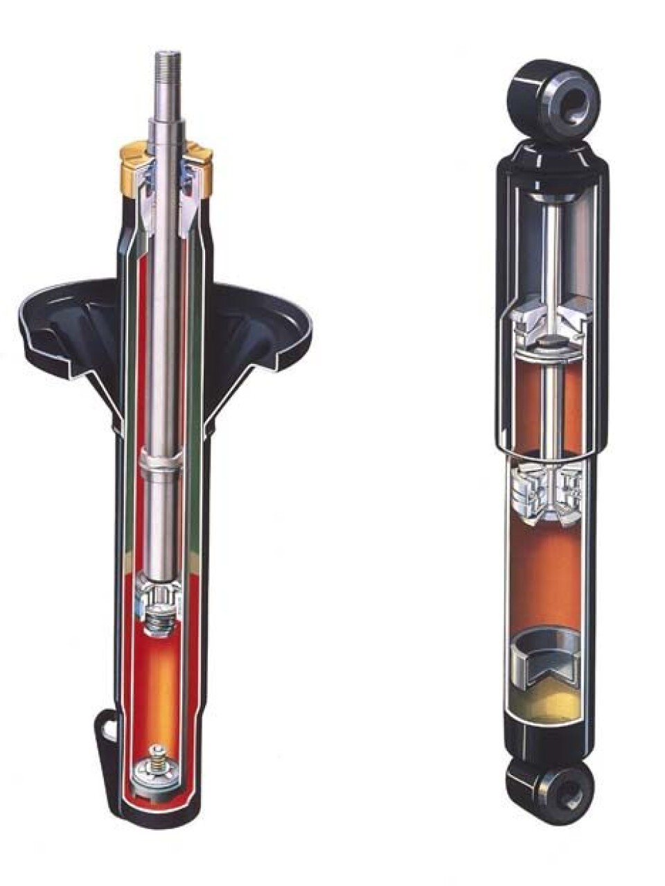 Prinsippskisse for en vanlig støtdemper