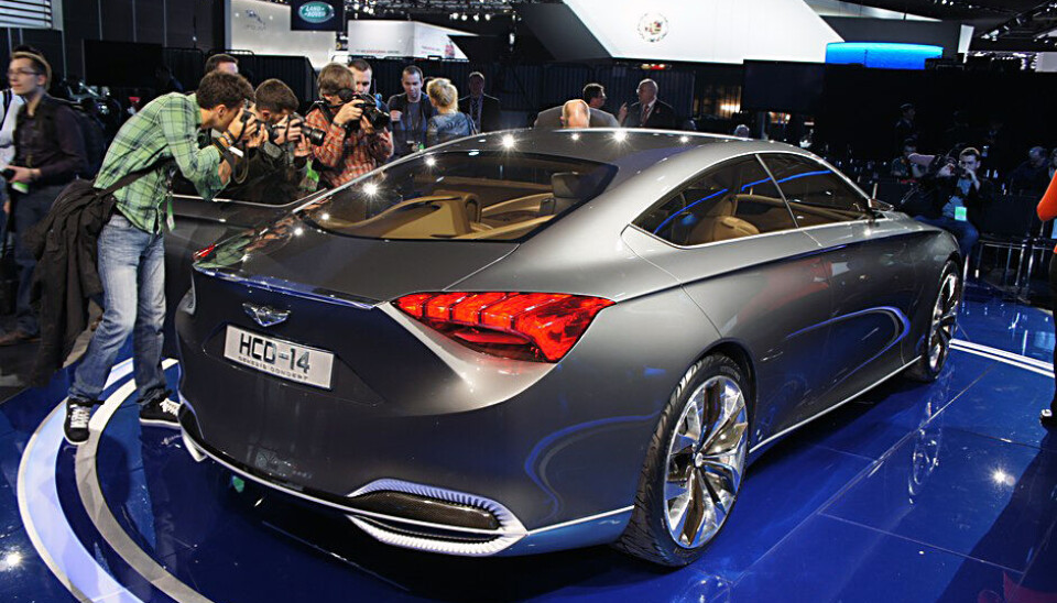 North American International Auto Show - 2013Hyundai er fortsatt på hydrogensporet med sitt Genesis-prosjekt. Foto: Stein Pettersen North American International Auto Show - 2013Hyundai er fortsatt på hydrogensporet med sitt Genesis-prosjekt. Foto: Stein Pettersen