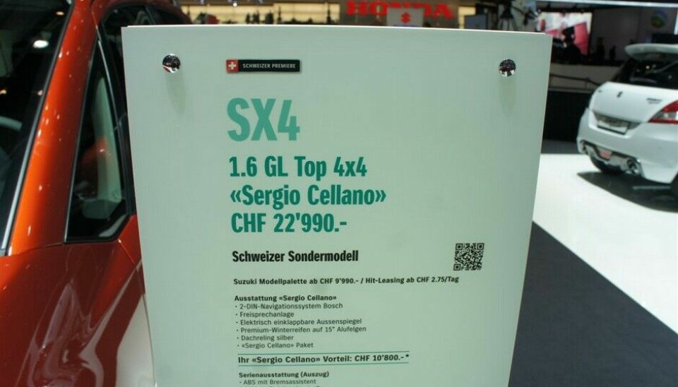 Skjevt blikk på GenèveI Sveits har de allerede begynt å selge SX4 for Sergio Cellano spesialmodell. Ville du latt deg friste? Sergio hvem????