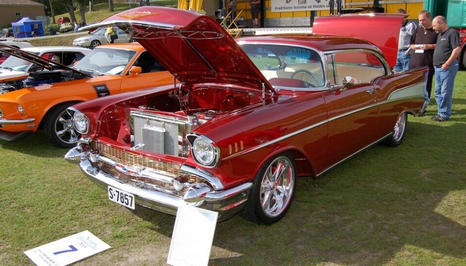Grensetreffet Halden 2015Chevrolet Bel Air 1957. Eier Per Harald Kjendlie Foto: Knut Skallerud.Finalist i Norges Flotteste Bil