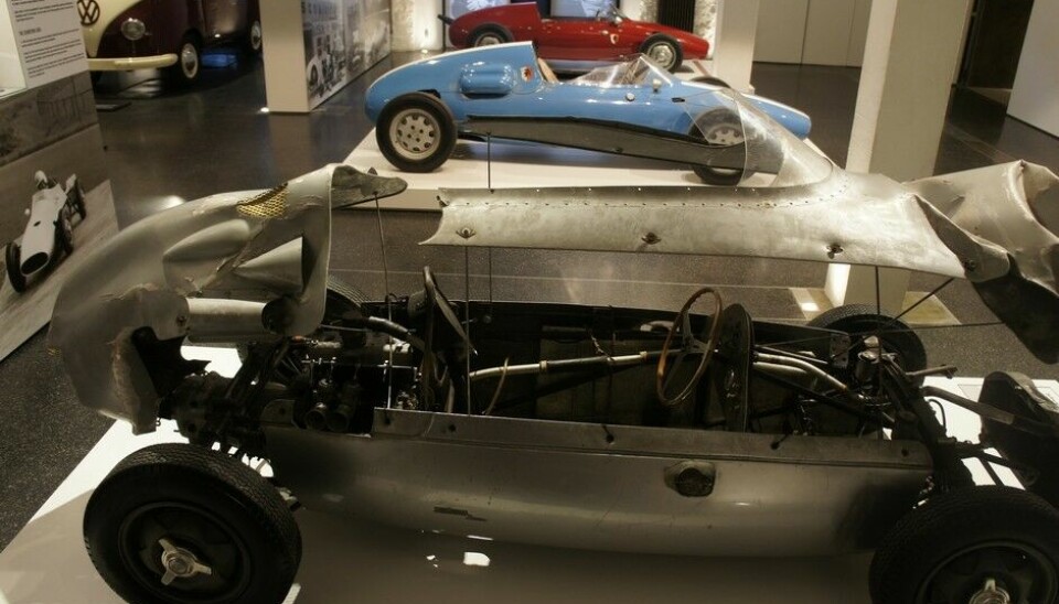 Prototyp MuseumTre Formel Juniorbiler på rad feirer en av Tysklands beste racerbilister