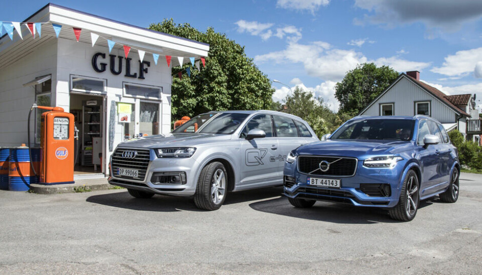 Populære SUV-er: Audi Q7 og Volvo XC90 T8. (Foto: Øivind Skar)