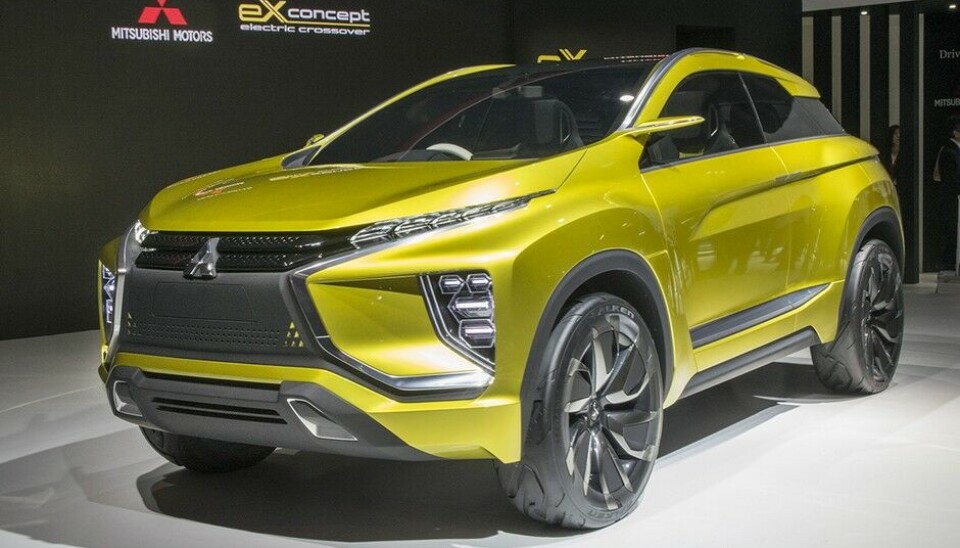 Tokyo Motor Show 2015Mitsubishi eX. Konsept på en elektrisk SUV med AWD. Bil basert på konseptet kommer trolig i 2018. Foto: Øivind Skar Tokyo Motor Show 2015Mitsubishi eX. Konsept på en elektrisk SUV med AWD. Bil basert på konseptet kommer trolig i 2018. Foto: Øivind Skar