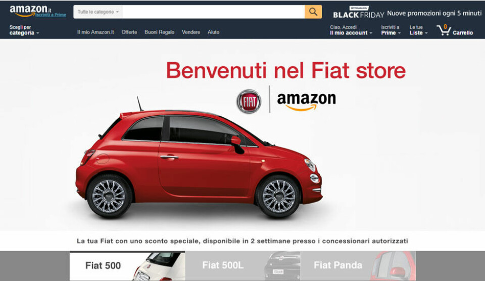 Amazon annonse for Fiat